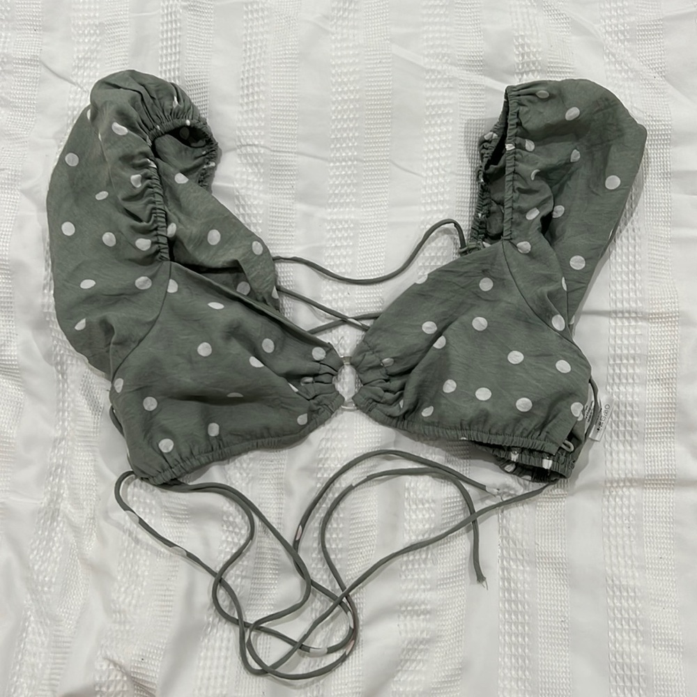 Size small, green crop top